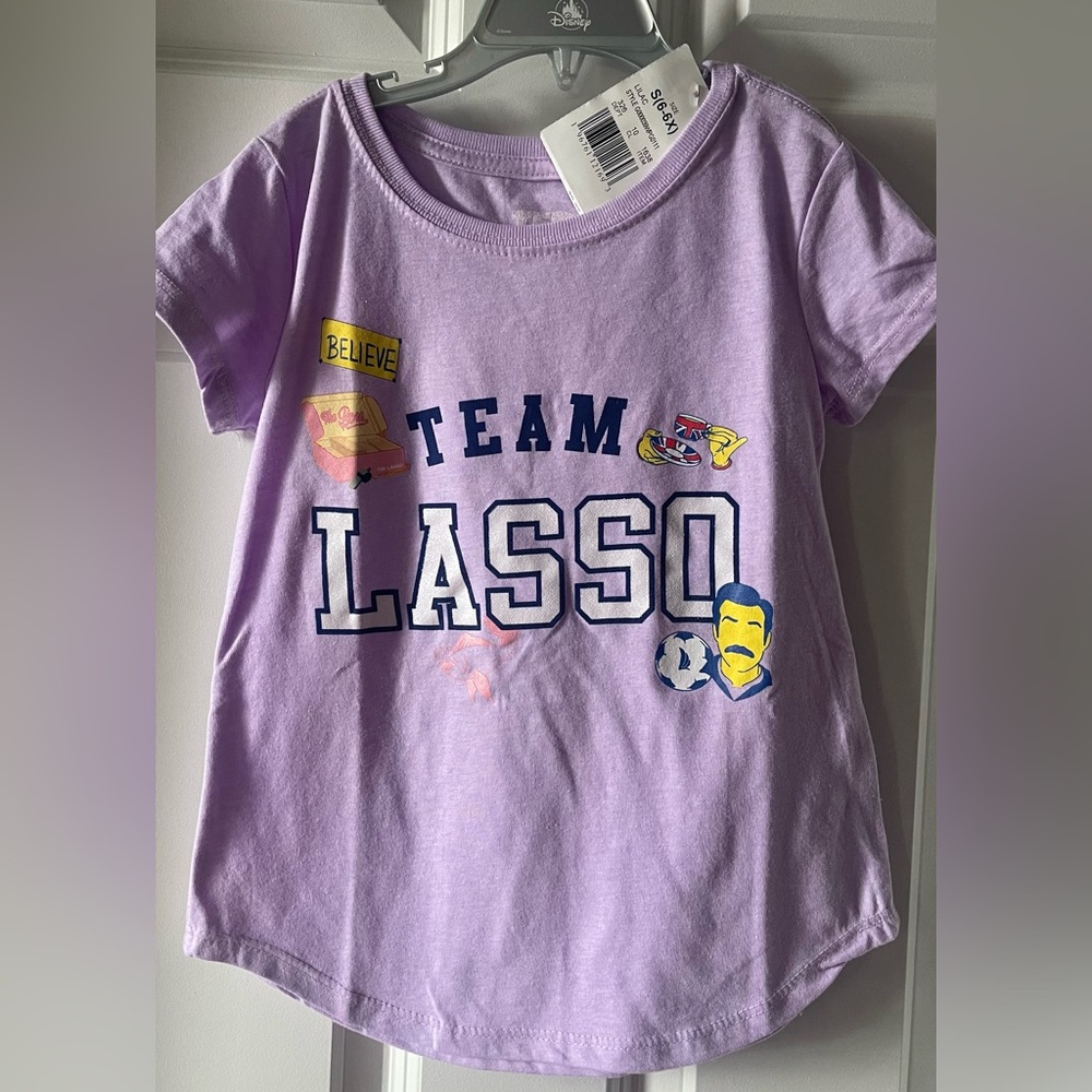 NWT Girls’ Ted Lasso Purple Graphic T-Shirt, S (6-6X)